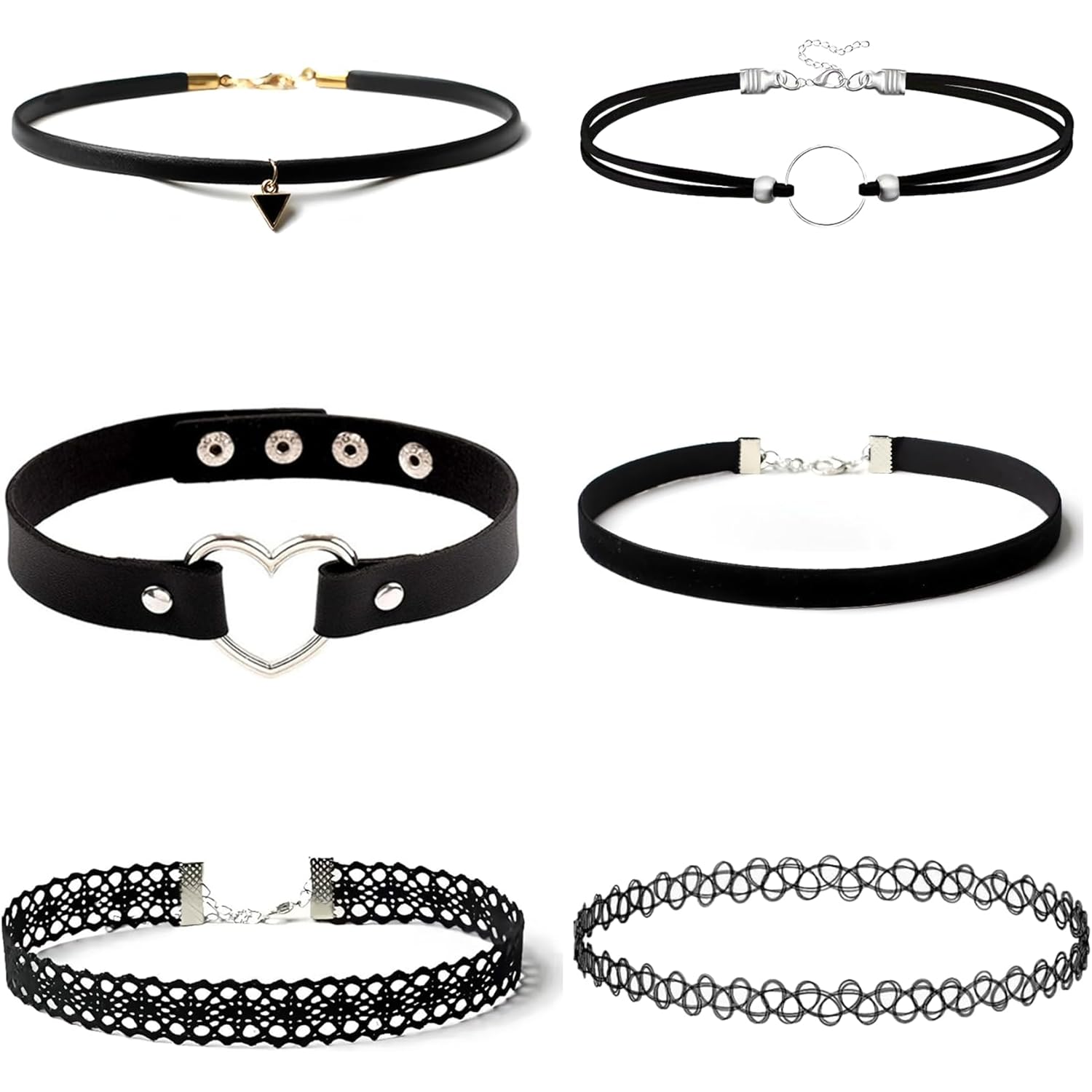 Gothic Choker Necklace for Women 6pcs Black Lace Chokers Set Punk Goth Jewelry Clothes Accessories