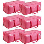 Vtsvts 6 Pack Extra Heavy Duty Large Moving Bags With Comfortable Handle & Strong Zipper,Storage Totes For Space Saving Moving Storage College Supplies Alternative To Moving Box,Pink