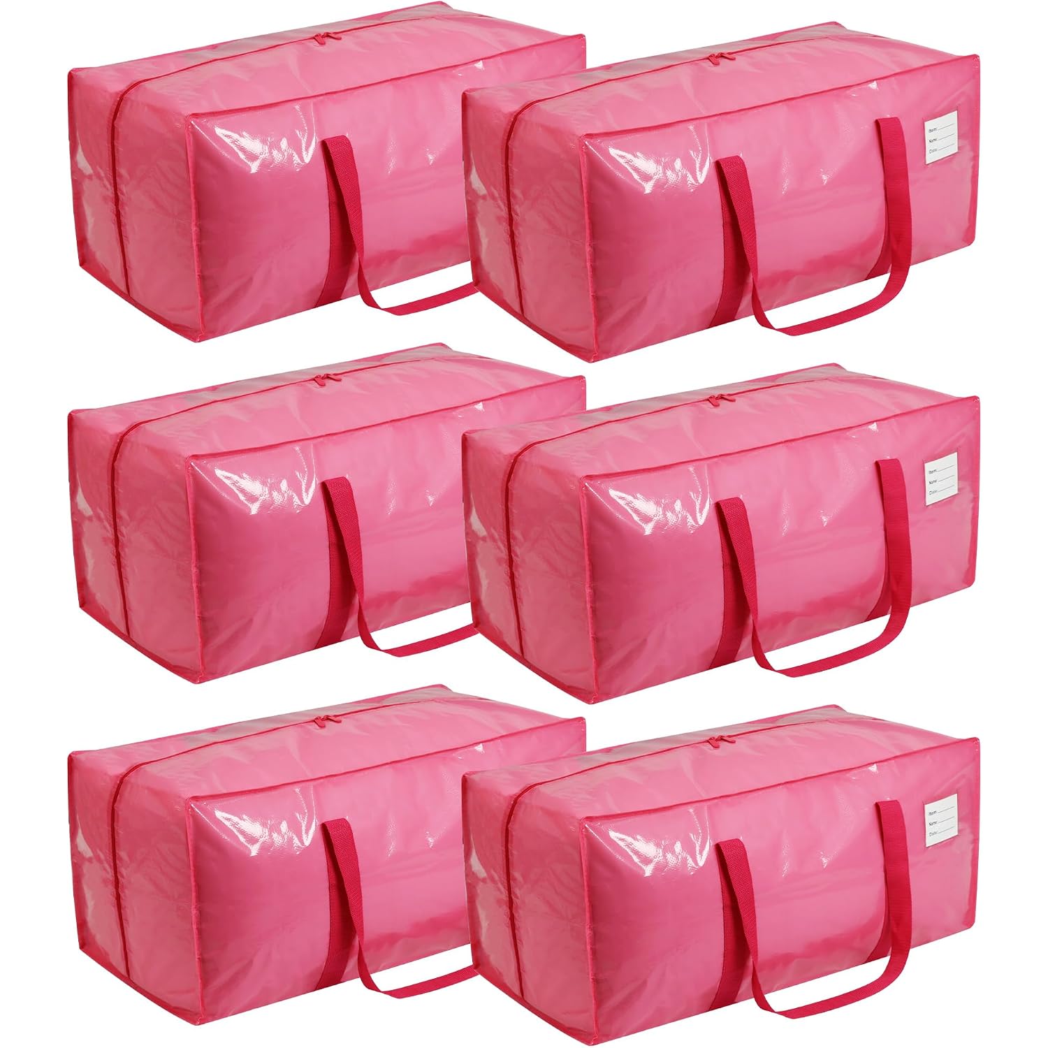 Vtsvts 6 Pack Extra Heavy Duty Large Moving Bags With Comfortable Handle & Strong Zipper,Storage Totes For Space Saving Moving Storage College Supplies Alternative To Moving Box,Pink