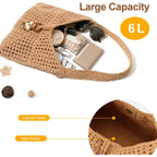 Peicees Crochet Summer Purse, Boho Woven Purse For Travel Beach Vacation Cruise Knit Shoulder Bag For For Women Ladies