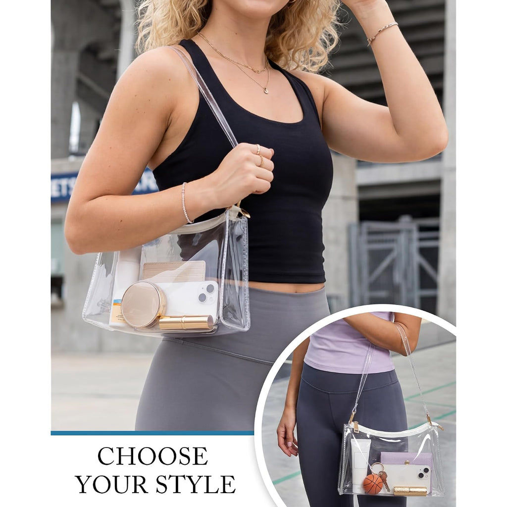 Bs-Vog Clear Purses For Women, Clear Shoulder Bag For Stadium Events, Small Stadium Hobo Handbag For Concert Outfits | Clear Purse