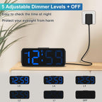 Peakeep Small Compact Digital Alarm Clock Plug-In For Bedrooms Bedside | Battery Backup Electric Clock, Large Big Numbers Display For Desk Table Small Spaces, 6 Dimmers, 5 Adjustable Alarm Volume