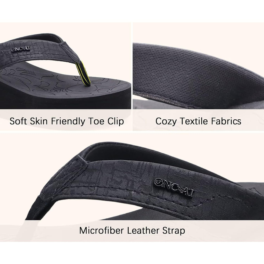 Oncai Women’S Platform Wedge Flip Flops Trendy Dressy Womans Summer Flatform Chunky Heel Sandals With Comfortable Walking Outdoor Rubber Soles (Us Size 5-11)