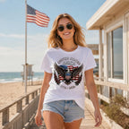 250th USA Anniversary T Shirt for Women, 4th of July Patriotic Eagle Flag Tee, 1776-2026 Short Sleeve Top S-2XL