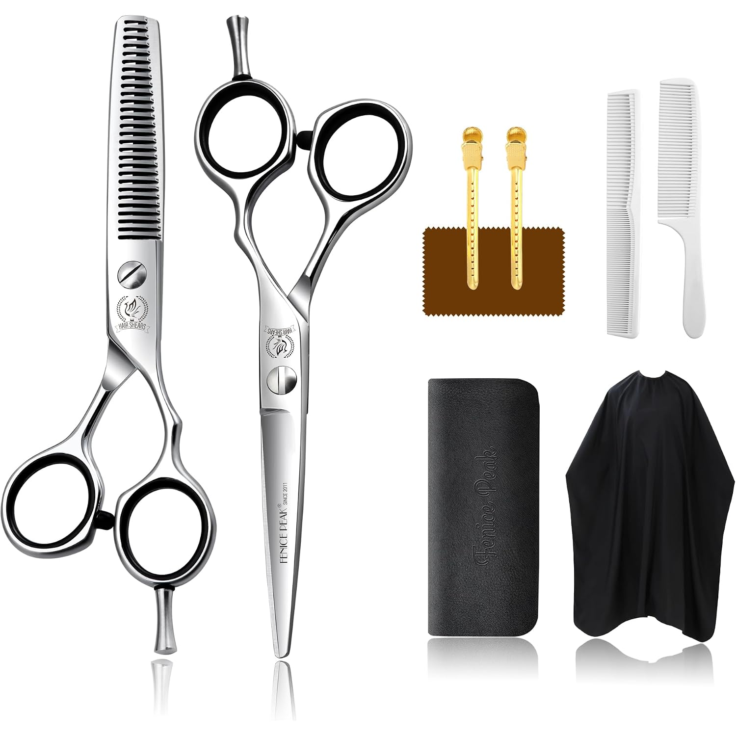 5.5'' Hair Cutting Scissors Set, Professional 440C Stainless Steel Barber Shears Kit With Cutting & Thinning Scissors, 9 Pcs Hairdressing Tools For Men Women Salon Home Use