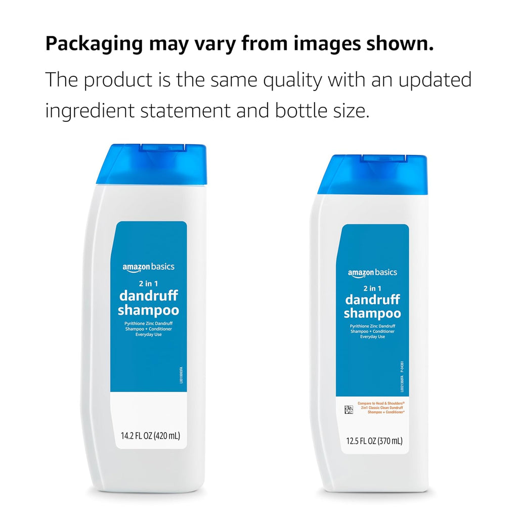 Amazon Basics 2-In-1 Anti-Dandruff Shampoo & Conditioner, Itch Relief, Safe For All Hair Types, Paraben-Free, Gentle And Ph Balanced, 12.5 Fluid Ounces, 1-Pack (Previously Solimo)