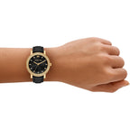 Michael Kors Corey Three-Hand Black Leather Watch