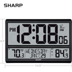 Sharp Atomic Clock - Never Needs Setting! –Easy To Read Numbers - Indoor/Outdoor Temperature, Wireless Outdoor Sensor - Battery Powered - Easy Set-Up (4" Numbers)