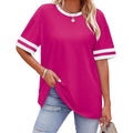 Wiholl Womens T Shirts Loose Fit Short Sleeve Tees Crew Neck Color Block Summer Tops 2026 Fashion