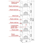 Fiducial Home 5 Tiers Narrow Bookshelf White Skinny Open Book Shelf | Slim Thin Small Spaces For Space Saving, Easy To Assemble, 12"L X 10"W X 57.2"H