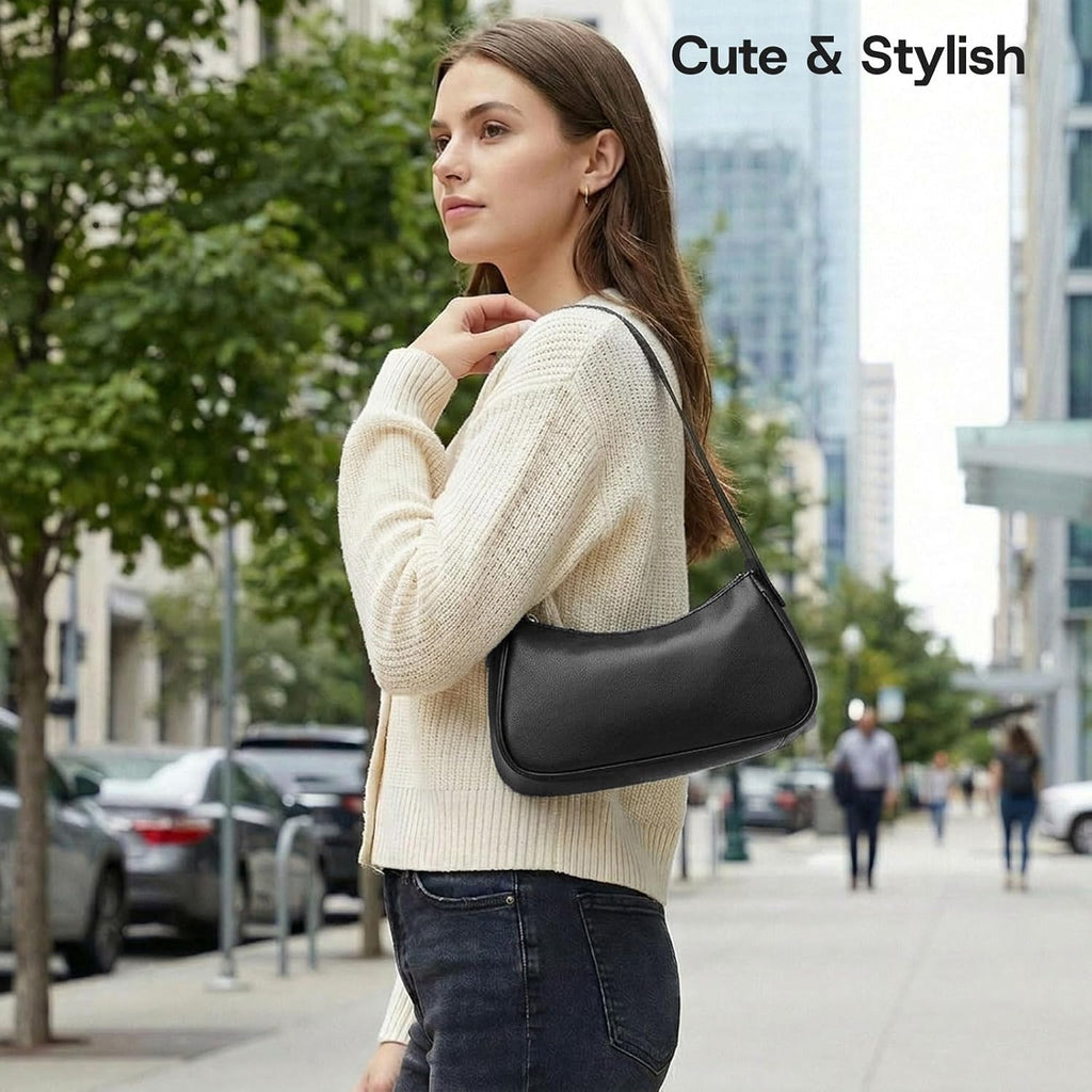 Small Shoulder Bag For Women Cute Mini Purse Trendy Vegan Leather Y2K Crescent Handbag