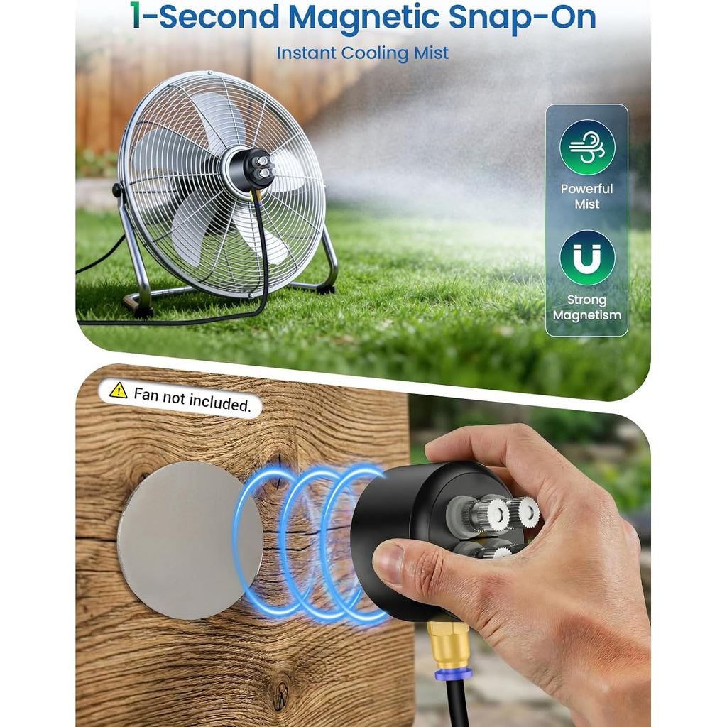 Portable Magnetic Misting System With Pump, 6000Mah Outdoor Fan Misters Kit For Outside Patio Golf Cart, Water Sprayer For Cooling Sport, Canopy, Beach, Camp, Gazebo, Umbrella, Dugout- 4 Nozzles