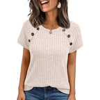 Women's Short Sleeve Shirts Business Casual Blouses Dressy Work Tunic Tops 2026 Spring Sweaters Fashion Clothes