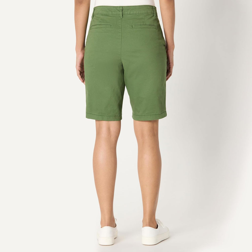 Women's Mid-Rise Slim-Fit 10" Inseam Bermuda Chino Shorts