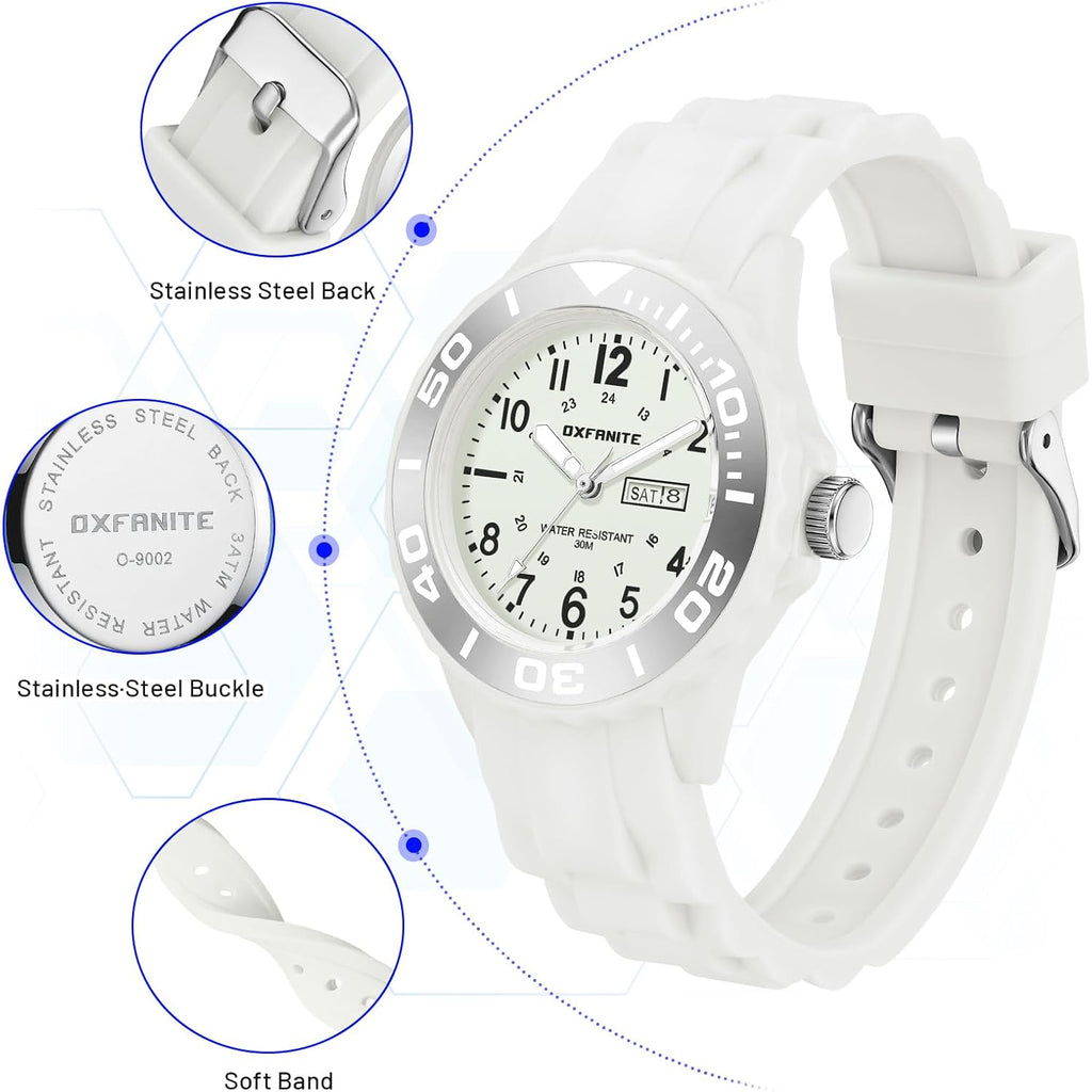 Waterproof Nurse Watch For Medical Professionals,Students, Women Men, Military Time Easy To Read Dial, 24 Hour With Second Hand, Soft And Breathable Silicone Band