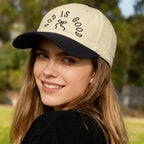 God is Good Christian Bow Hat Women Jesus Faith Religious Hats Embroidered Adjustable Cotton Baseball Cap White Black