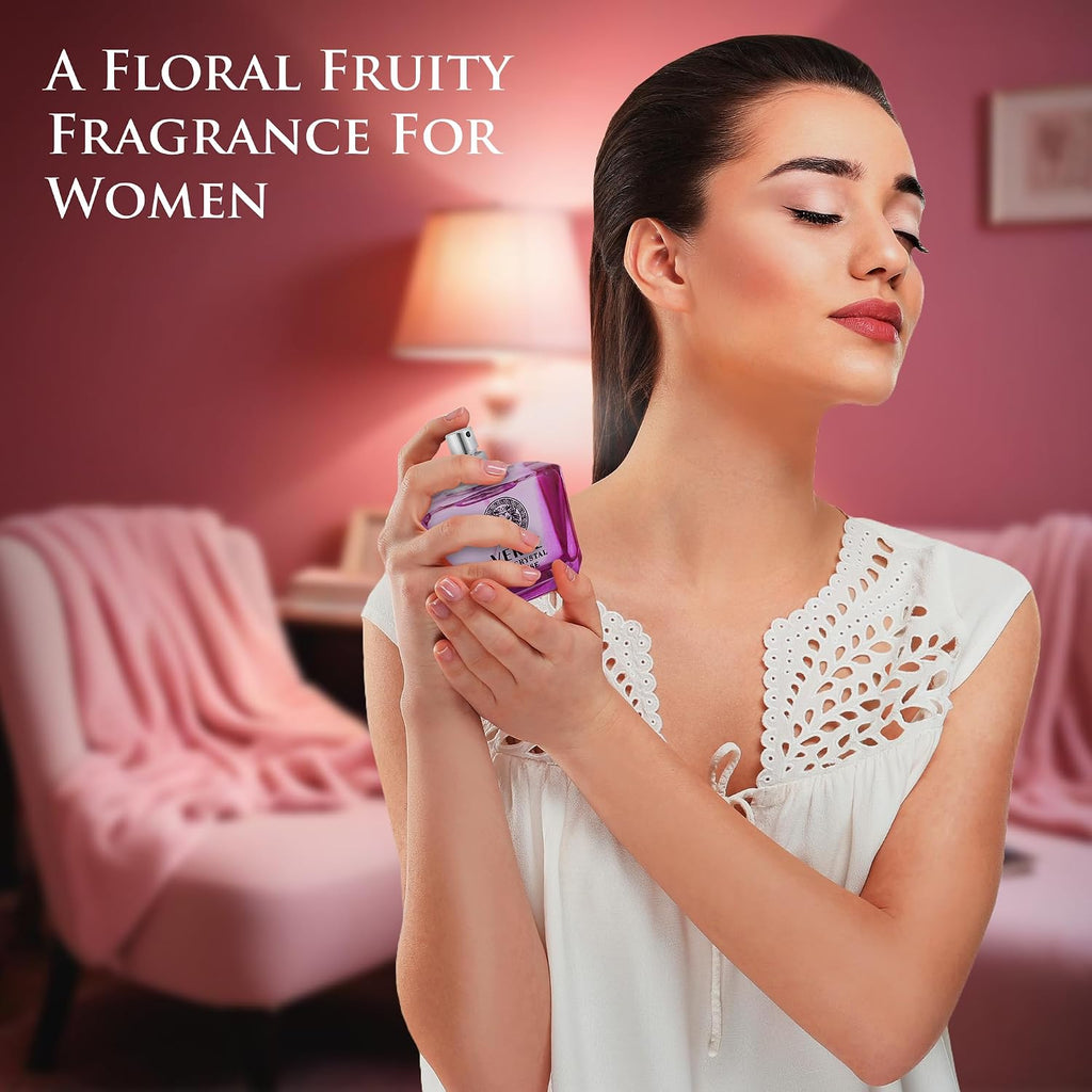 Verse Pink Crystal Intense For Women 3.4 Fl Oz - Fruity & Floral Scents Of Raspberry, Peony, Magnolia & Lotus Flowers - Base Notes Of Amber, Vibrant Musk & Deep Mahogany Wood - Elegant 100Ml Bottle