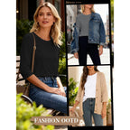 3 Pack 3/4 Sleeve Tops for Women Crewneck Basics Casual Work Tees Spring Summer Trendy T Shirts 2026 Clothes Blouses