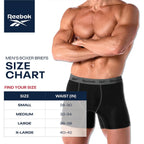 Reebok Mens Boxer Briefs - 8 Pack 6" Inseam Moisture Wicking Performance Mens Underwear Boxer Briefs With Contour Pouch