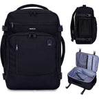 Ecohub 17" Small Travel Backpack, United Airlines Personal Item Bag 17X10X9 With 16 Pockets, Water Resistant Rucksacks Fit 15.6" Laptop, Airtag Pocket, Lightweight Casual Daypack, 25L, Black