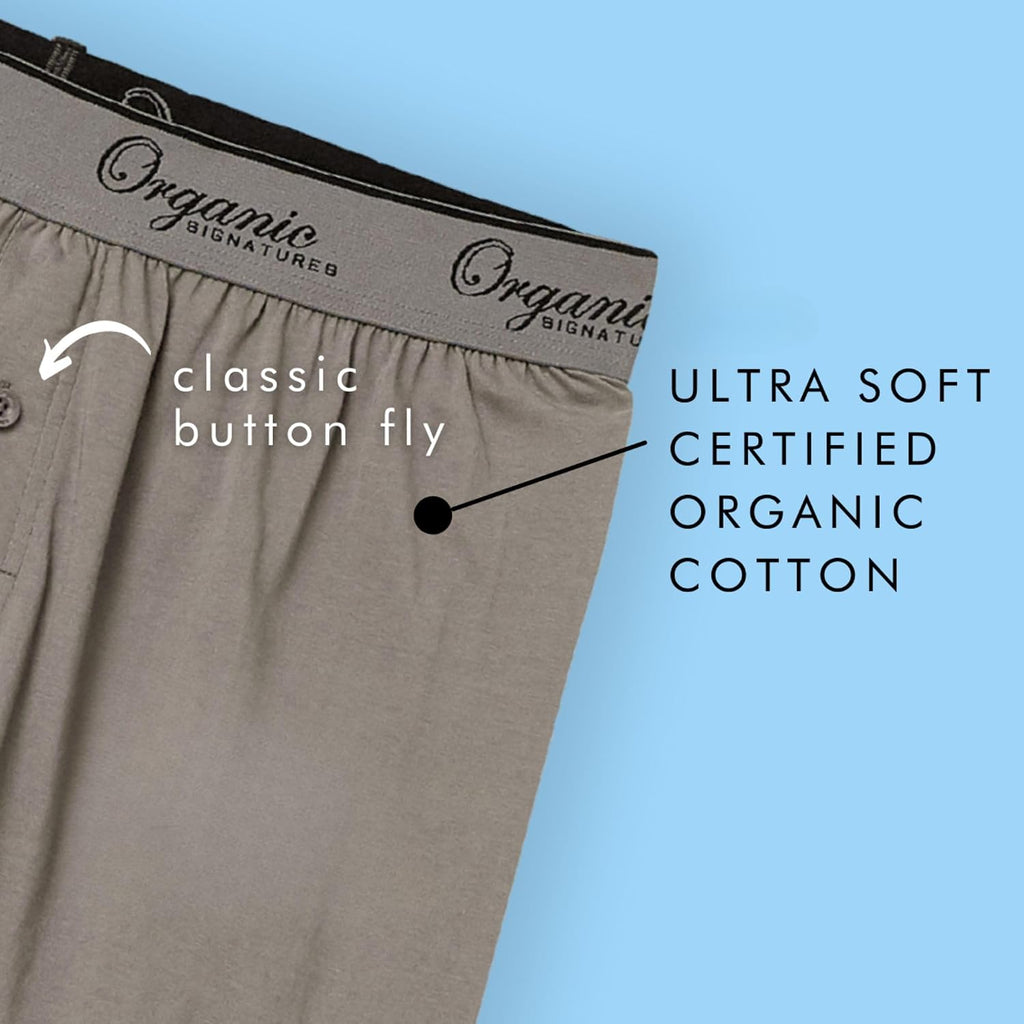 Organic Signatures Men'S Boxers Organic Cotton, Soft Boxers For Men, 3-Pack