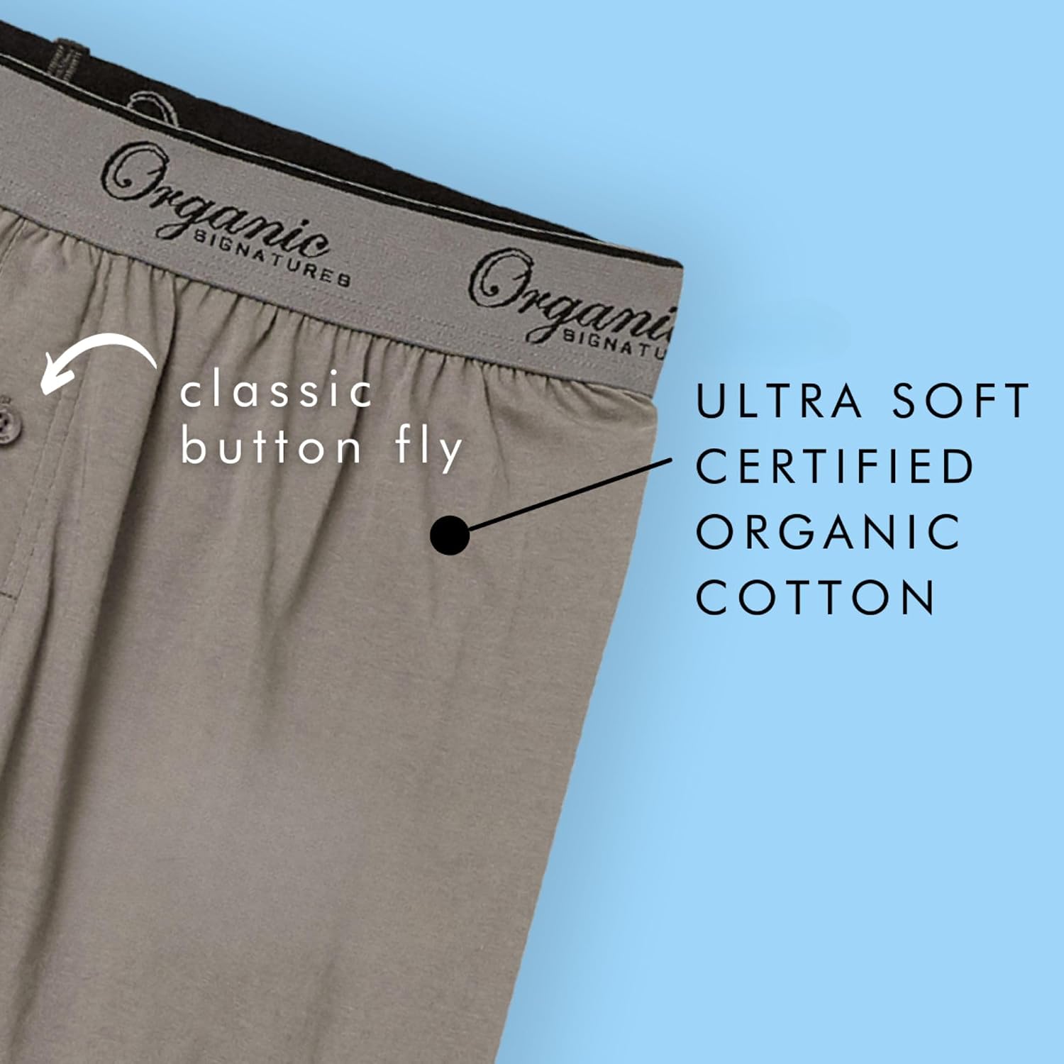 Organic Signatures Men'S Boxers Organic Cotton, Soft Boxers For Men, 3-Pack