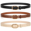 XZQTIVE 3 Pack Plus Size Women's Leather Belts for Jeans Pants Dress Fashion Gold Buckle Ladies Waist Belt
