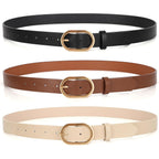 XZQTIVE 3 Pack Plus Size Women's Leather Belts for Jeans Pants Dress Fashion Gold Buckle Ladies Waist Belt