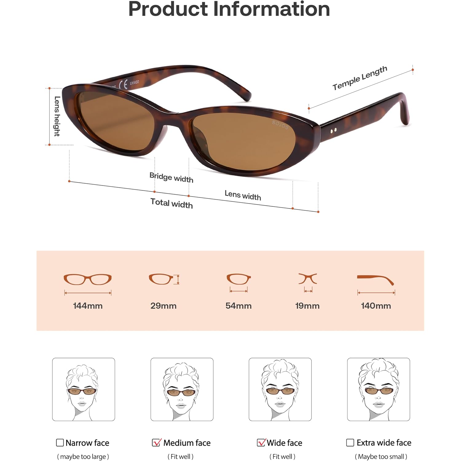 SOJOS Trendy Y2k Cat Eye Polarized Sunglasses Womens Mens, 80s 90s Retro Thin Small Oval Sunnies SJ2664