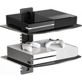 Suptek Glass Floating Shelves, Tv Wall Mount With Shelf For Dvd Player / Ps4 / Cable Boxes/Game Consoles/Sky Box/Tv Accessories, Flat Black 2-Tier Wall Mount Bracket