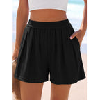 Flowy Summer Shorts for Women High Waisted Wide Leg Knitted Wide Leg Soft Pajama Shorts Women Vacation Outfits