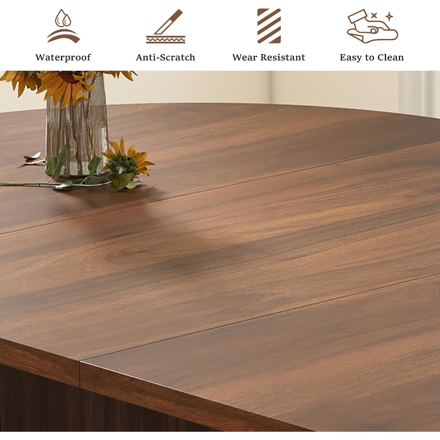 41 In-78 In Extendable Dining Room Table For 4-8, Round Expandable Kitchen Table With Fluted Base, Modern Farmhouse Oval Dinner Tables For Dining Room Kitchen Living Room (Walnut)