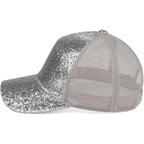 C.C Glitter Sequin Baseball Cap With Mesh