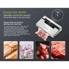 Bonsenkitchen Vacuum Sealer Machine, Stainless Steel Food Sealer Vacuum Sealers With 1 Roll & 5 Bags, 5 Food Vacuum Modes, Built-In Cutter & Bag Storage (Silver Black)