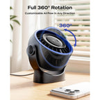 Sweetfull Usb Small Desk Fan - 5 Inch Mini Personal Desktop Fan, 4 Speeds Cooling Strong Airflow, 360° Adjustable Tilt, Quiet Portable Table Fans For Bedroom, Home, Office, Travel & Cruise, Black