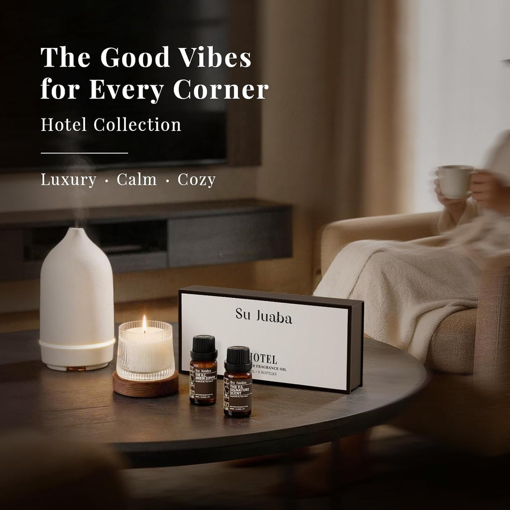 Su Juaba Hotel Collection Diffuser Oil Gift Set For Diffusers & Diy | Fragrance Oil Set,Luxury Scents Inspired By Iconic Hotels For Diffusers For Home,And Diy Crafting 6 Pack - 10 Ml/0.33 Fl Oz