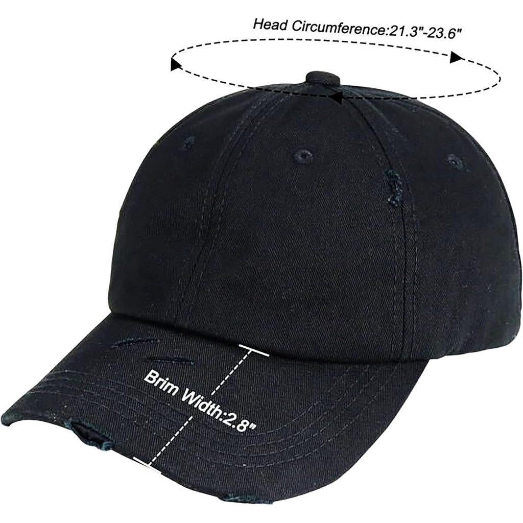 Eohak Ponytail Baseball Hat Distressed Retro Washed Womens Twill