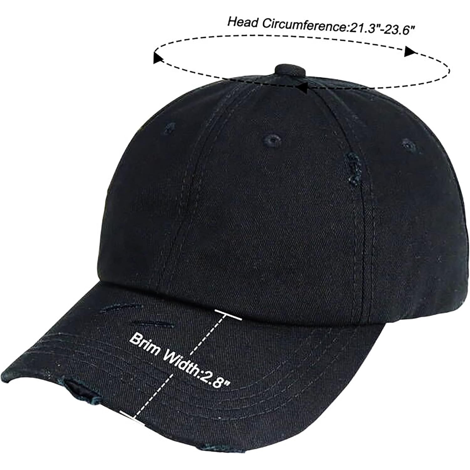 Eohak Ponytail Baseball Hat Distressed Retro Washed Womens Twill