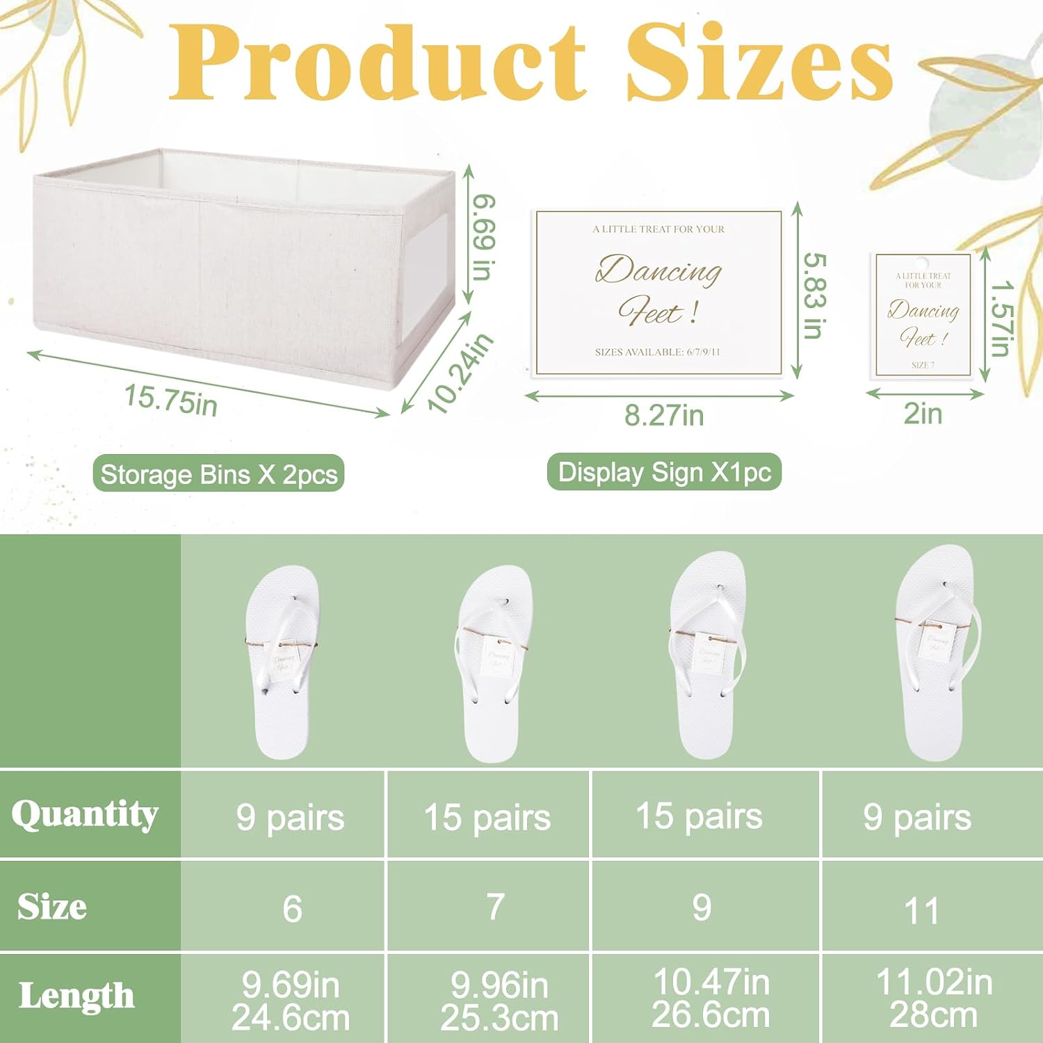 24/36/48 Pairs Flip Flops Bulk For Wedding Guests, Women Wedding Sandals & 1/2 Collapsible Linen Storage Bins & Display Sign, Comfortable Bride Slippers For Reception Beach Pool Party Favors