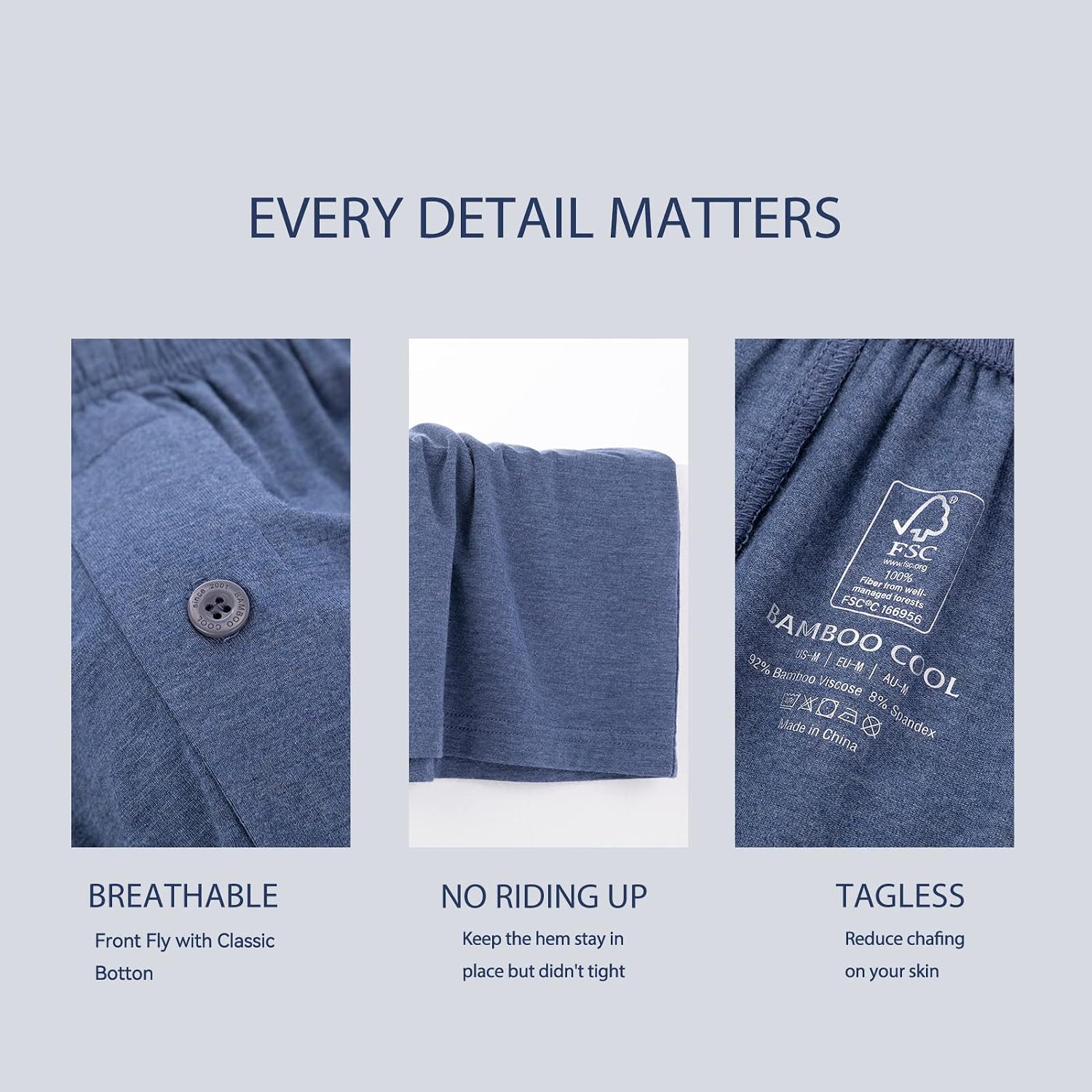 Bamboo Cool Mens Boxers Short Classic Fit Soft Casual Underwear Loose Breathable Boxer Shorts For Men