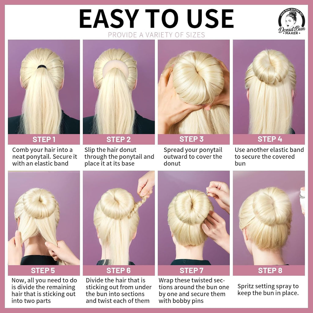 Teenitor 4 Pcs Hair Donut Hair Bun Maker(Extra-Large, Large, Medium, Small) With Hair Pins 20 Pcs, Blonde