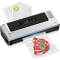 Bonsenkitchen Vacuum Sealer Machine | Compact Food Sealer for Kitchen Storage & Meal Prep | Multiple Modes | External Vacuum System | 5 Bags, Silver