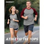 Huukeay 3 Pack Men'S 3/4 Sleeve Shirts Crew Neck Baseball T Shirts Moisture Wicking Athletic Tops