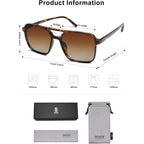 SOJOS Trendy Vintage Aviator Square Sunglasses For Womens Mens Retro 70s UV400 Women Sun Glasses SJ2327 Leopard/Brown Grading