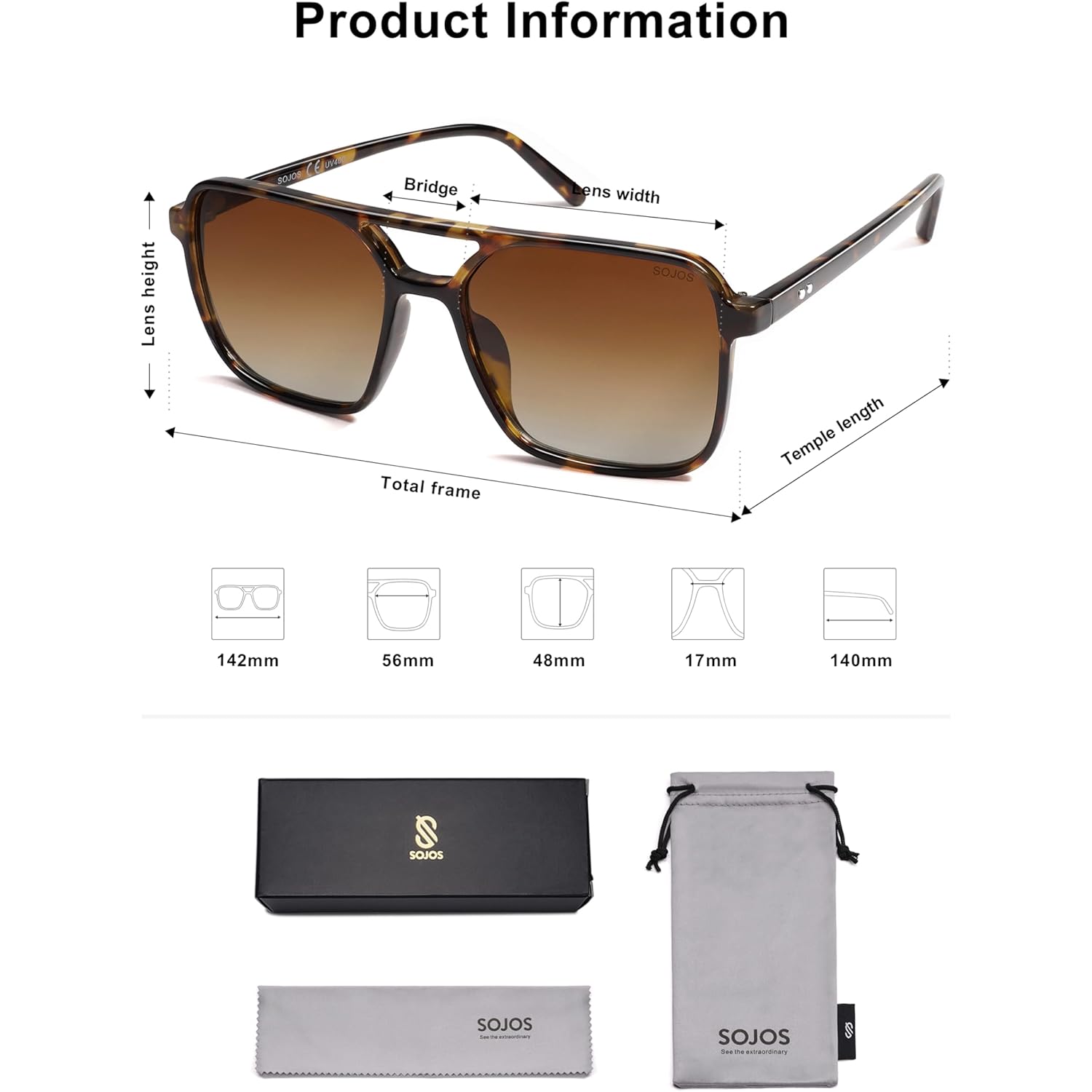 SOJOS Trendy Vintage Aviator Square Sunglasses For Womens Mens Retro 70s UV400 Women Sun Glasses SJ2327