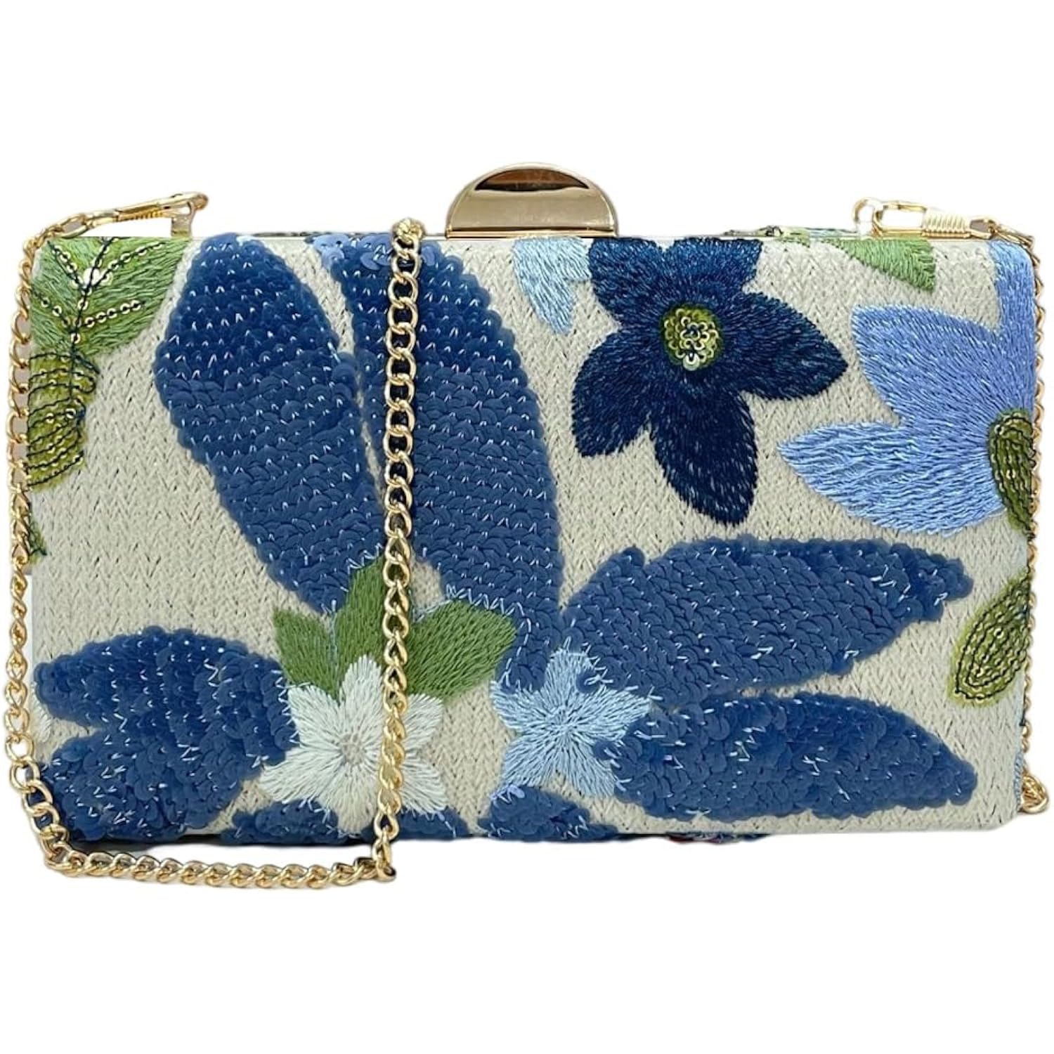 Women'S Sequin Floral Embroidery Evening Beaded Clutch Bags Elegant Mini Crossbody Purses Wedding Party Bag