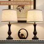 Drum Lampshades Set Of 2, Fabric Lampshades For Table & Floor Lamps, Medium Size 13" Top X 11" Bottom X 10" High, Natural Linen Hand Crafted, Lamp Shade Harp Holder Included
