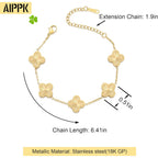 AIPPK 18K Gold Plated Clover Bracelet Dupes Gold Danity Bracelet for Women Flower Four Leaf Bracelets Lucky Jewelry Gifts for Women