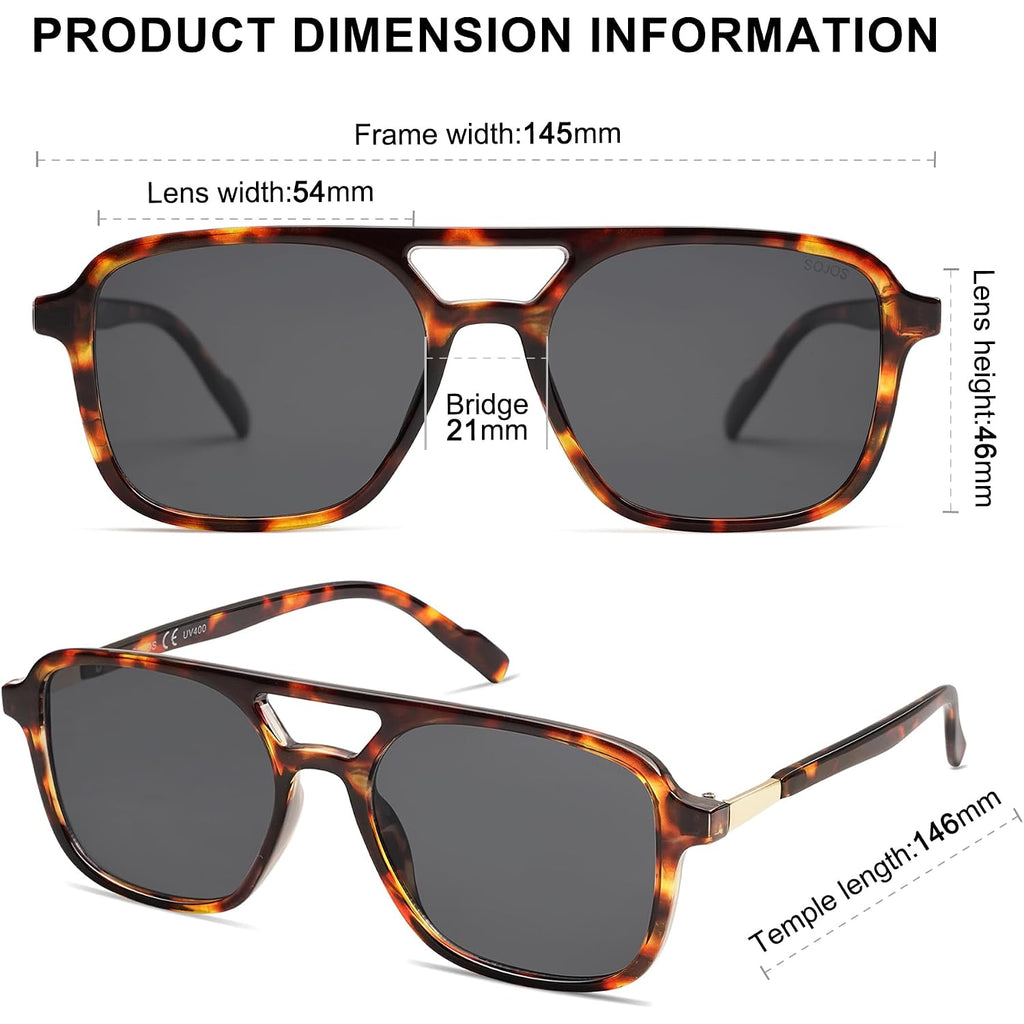 Sojos Retro Aviator Sunglasses For Women Men,Trendy Rectangle Womens Mens Shades Sun Glasses Sj2202