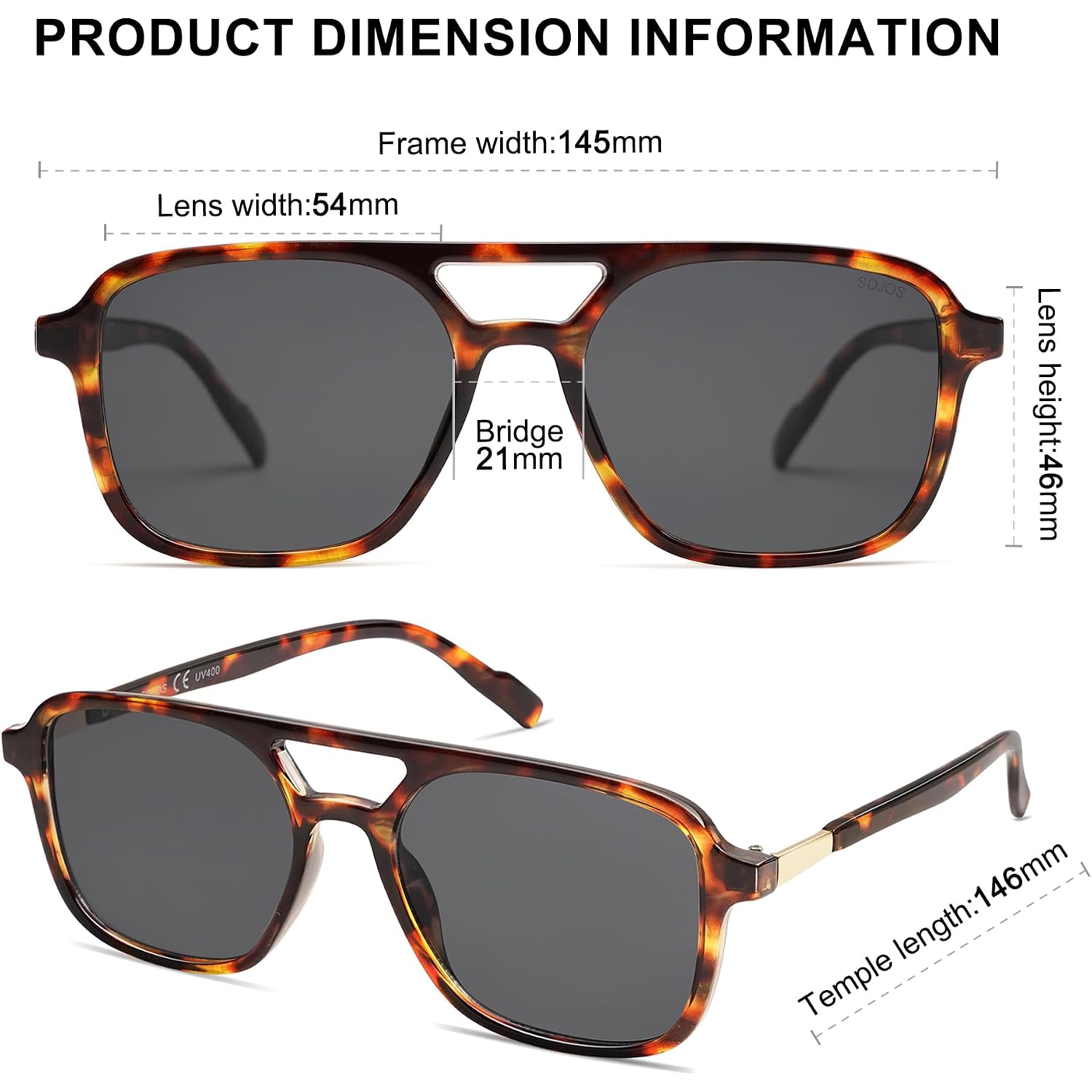 Sojos Retro Aviator Sunglasses For Women Men,Trendy Rectangle Womens Mens Shades Sun Glasses Sj2202